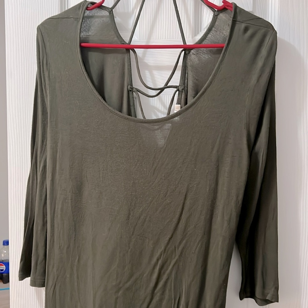 Cross Back Green Blouse
